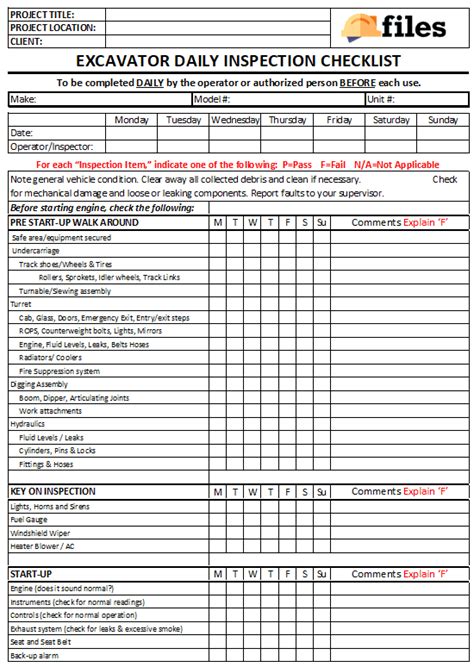 excavator training printable